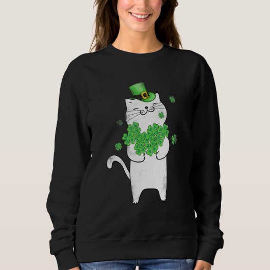 Cat Leprechaun T Shirt Cat Shamrock St Patrick's (Voorkant)
