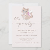 Cat let's pawty kitten bewerkbare schattige verjaa kaart (Voorkant)