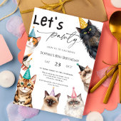 Cat Let's Pawty Kitten Cute kitty 8th Birthday Kaart