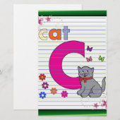 Cat Letter C Briefpapier (Voorkant / Achterkant)