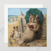 Cat Lezen van een boek van Louis Wain Hartelijk da Bedankkaart (Voorkant / Achterkant)