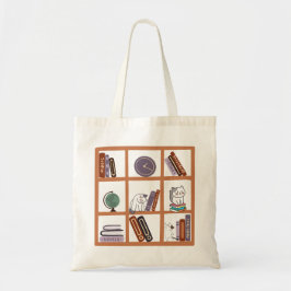 Cat Library Boekenplank Tote Bag