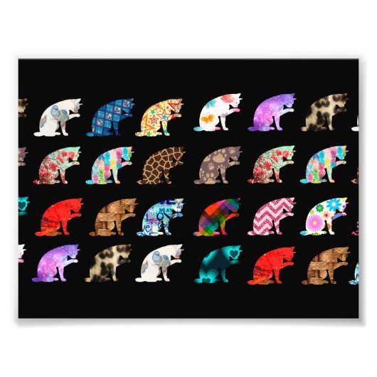 Cat Licking Pattern Foto Afdruk (Voorkant)