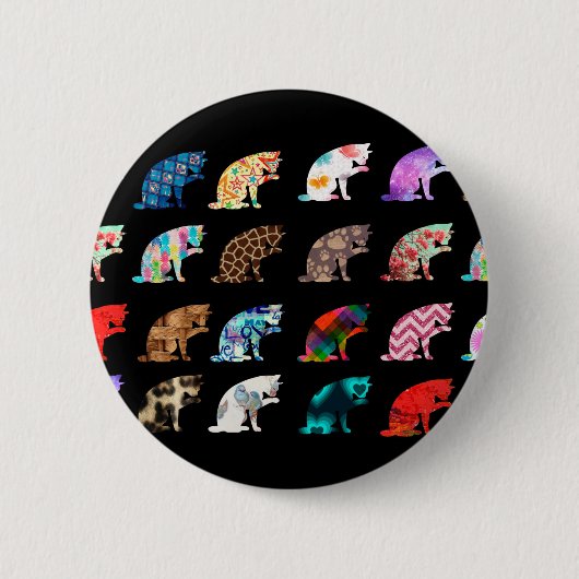 Cat Licking Pattern Ronde Button 5,7 Cm (Voorkant)