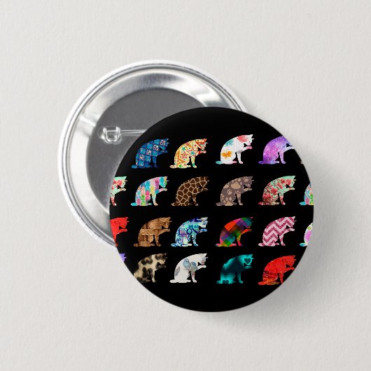 Cat Licking Pattern Ronde Button 5,7 Cm (Voorkant /achterkant)