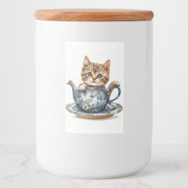 Cat Lid Jar Voedselcontainer Etiket