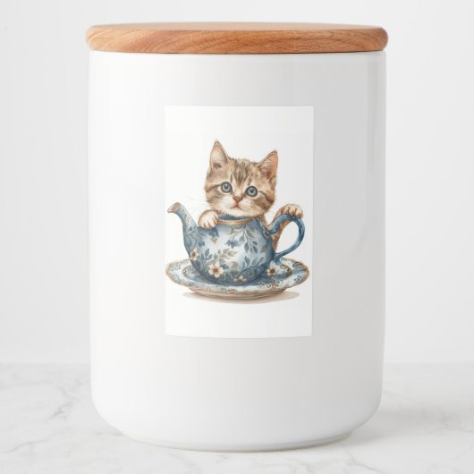 Cat Lid Jar Voedselcontainer Etiket (Voorkant)