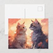 Cat Liefde Romance Waterverf Whispers Aankondigingskaart (Voorkant / Achterkant)