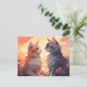 Cat Liefde Romance Waterverf Whispers Aankondigingskaart (Staand voorkant)