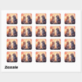 Cat Liefde Romance Waterverf Whispers Vierkante Sticker (Vel)