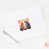 Cat Liefde Romance Waterverf Whispers Vierkante Sticker (Envelop)