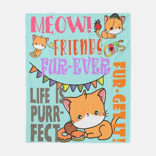 Cat Life Cat Theme Feline Kat Fleece Blanket (Voorkant)