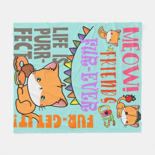 Cat Life Cat Theme Feline Kat Fleece Blanket (Voorkant (Horizontaal))