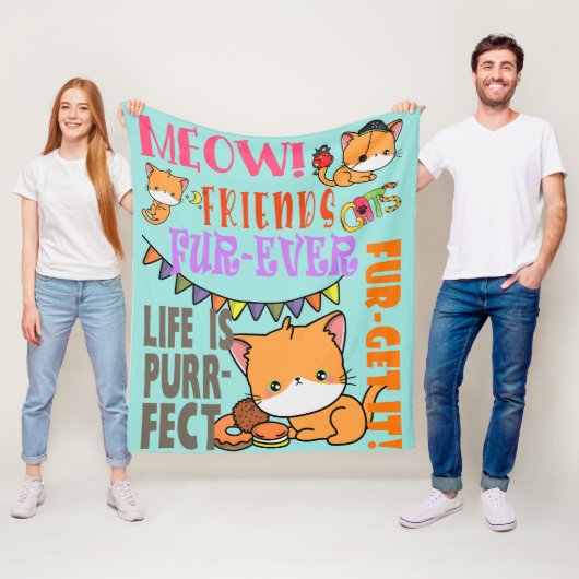 Cat Life Cat Theme Feline Kat Fleece Blanket Deken (In situ)