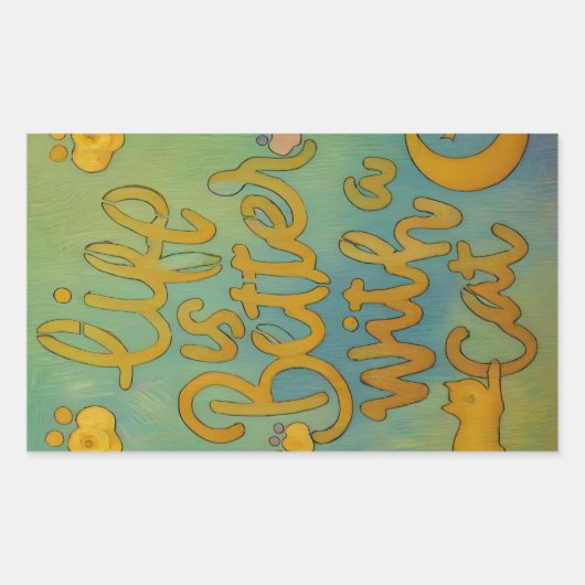 Cat Life Rechthoekige Sticker (Voorkant)