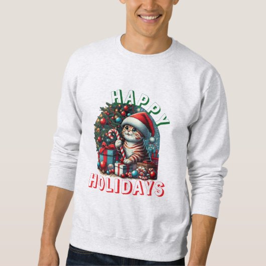 Cat Lights Kerstmis dier huisdier sweatshirts Trui (Voorkant)