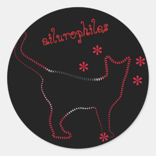 Cat Line Art Ailurophiles Ronde Sticker