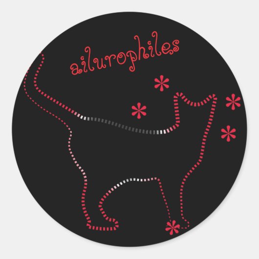 Cat Line Art Ailurophiles Ronde Sticker (Voorkant)