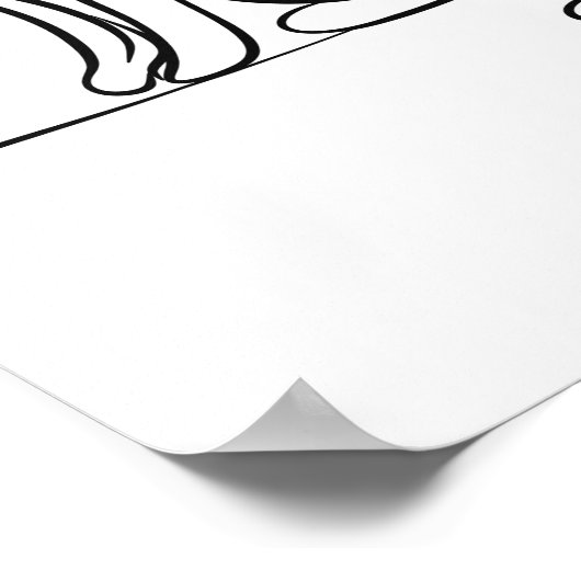 Cat Line Art Zwart-wit Poster (Hoek)