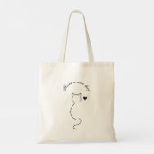 cat line drawing on a rainy day under umbrella tote bag (Achterkant)