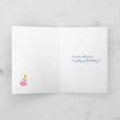 Cat Little Girl Baking Cake Happy Birthday Kaart (Binnen)