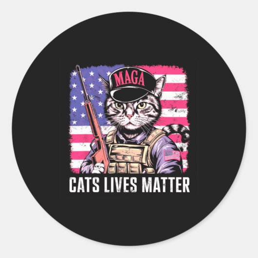 Cat Lives Ronde Sticker (Voorkant)