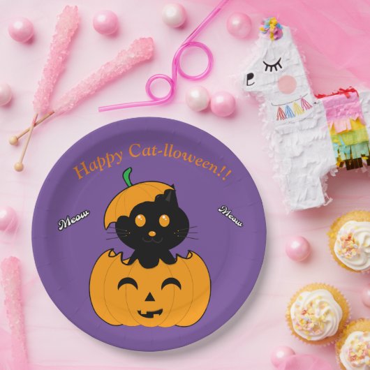  Cat-lloween Papieren Bordje (Feest)