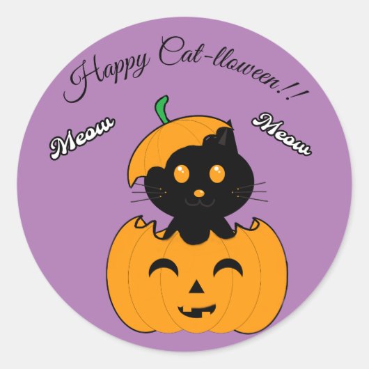 Cat-lloween Ronde Sticker (Voorkant)
