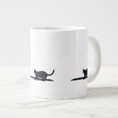 Cat Loaf Position Silhouette Minimalist Mug Grote Koffiekop (Voorkant rechts)