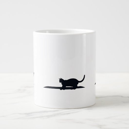 Cat Loaf Position Silhouette Minimalist Mug Grote Koffiekop (Voorkant)