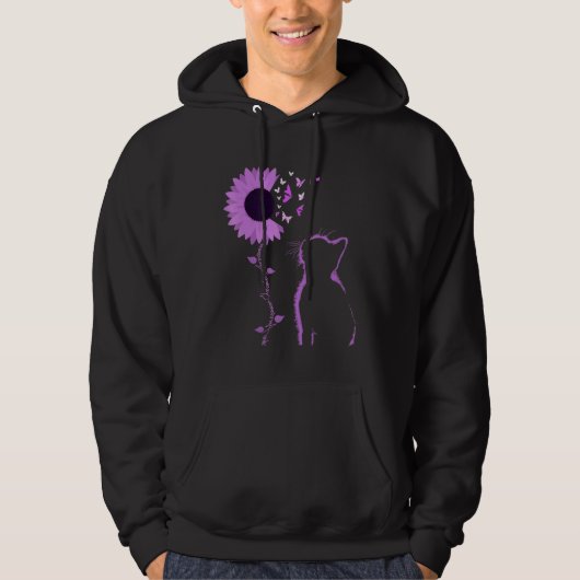 Cat Look Purple Sunflower Butterfly Overdose Aware Hoodie (Voorkant)