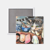 Cat Looking at Sushi Magneet (Voorkant / Achterkant)