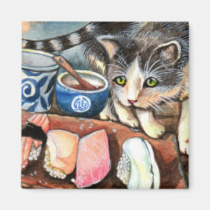 Cat Looking at Sushi Magneet