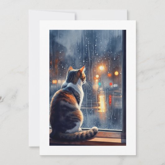 cat looks the rain kaart (Voorkant)
