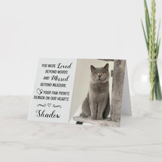 Cat Loss Sympathy Card Personalized Photo Pet Name Kaart (Voorkant)