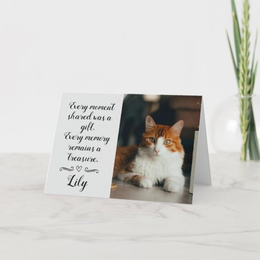 Cat Loss Sympathy Card Personalized Photo Pet Name Kaart (Voorkant)