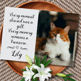 Cat Loss Sympathy Card Personalized Photo Pet Name Kaart