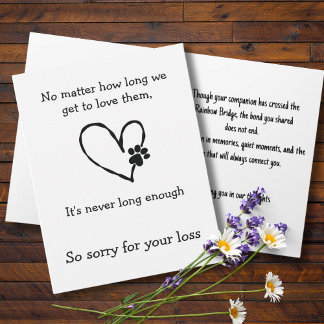 Cat Loss Sympathy Card with Heart and Paw Kaart