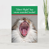Cat Loudly Singing "Silent Night" Christmas Kaart (Voorkant)