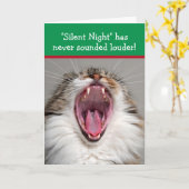 Cat Loudly Singing "Silent Night" Christmas Kaart (Gele Bloem)