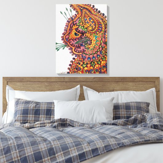 Cat, Louis Wain Canvas Afdruk (Insitu (Slaapkamer))