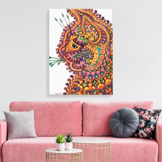 Cat, Louis Wain Canvas Afdruk (Insitu (Woonkamer))