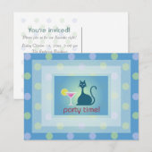 Cat Love Cocktail Design Party Inture Briefkaart (Voorkant / Achterkant)