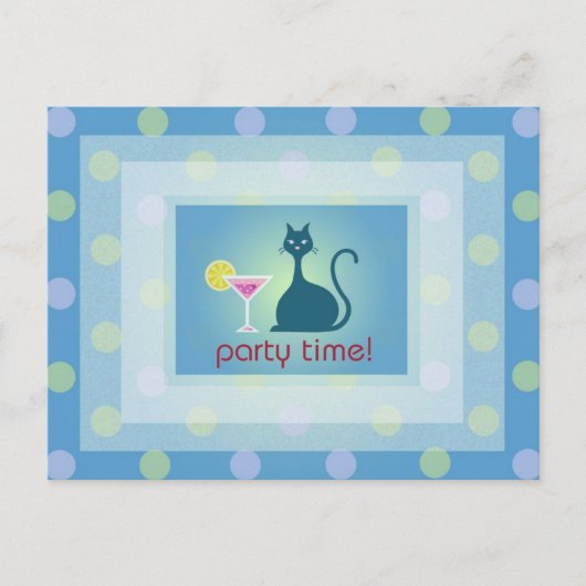 Cat Love Cocktail Design Party Inture Briefkaart (Voorkant)
