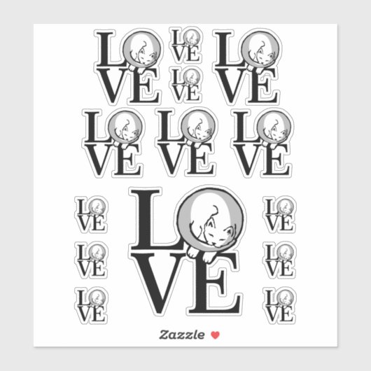 Cat Love Grafisch Ontwerp Sticker (Vel)