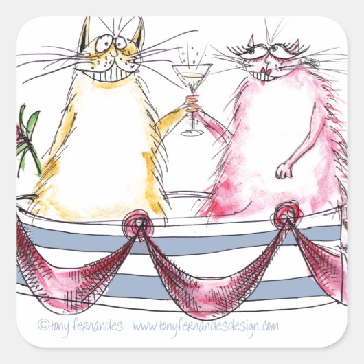 Cat Love - Grappige cartoon, Tony Fernandes Vierkante Sticker (Voorkant)