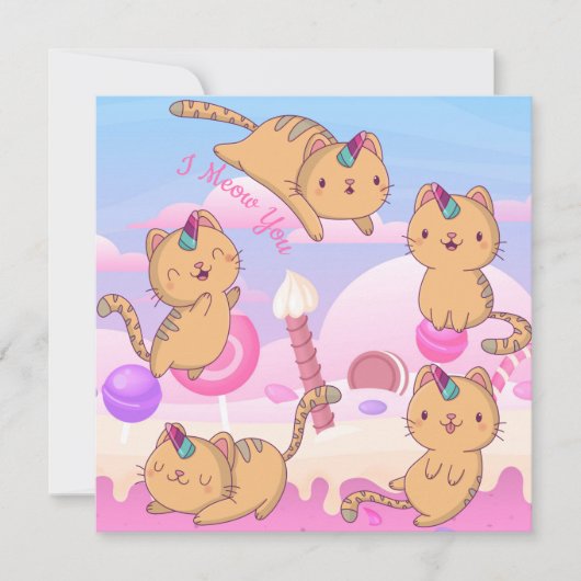 Cat Love Holiday Kaart (Voorkant)