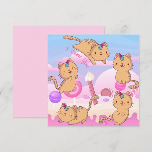 Cat Love Holiday Kaart (Voorkant / Achterkant)