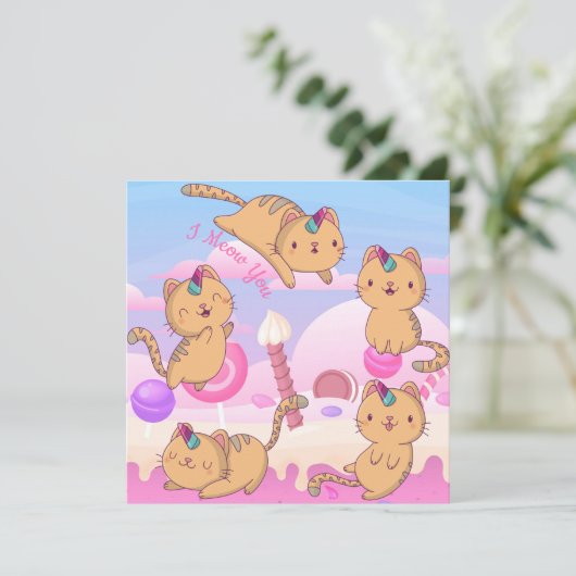 Cat Love Holiday Kaart (Staand voorkant)