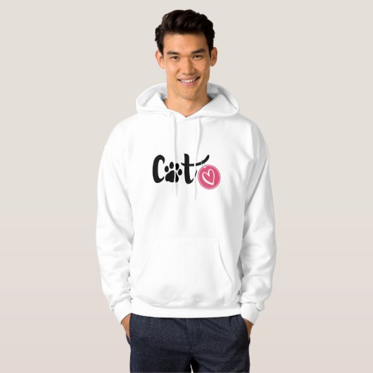 Cat Love Hoodie – Schattige en minimalistisch desi (Voorkant volledig)
